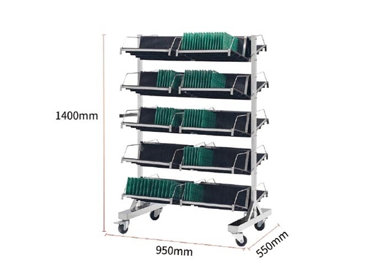 ซื้อ ความยาวสล็อต 210 มม. ESD SMT ชั้นวางนิตยสารรถเข็นเก็บถาด PCB online manufacture